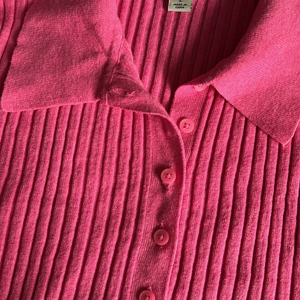 Pink Rib Knit Sweater Tee